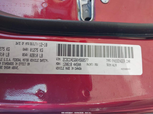 Продажа на аукционе авто 2019 Chrysler 300 Limited, vin: 2C3CCAEG6KH568577, номер лота: 44526541