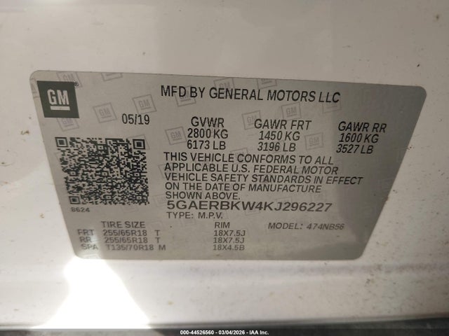 Aukcja sprzedaży 2019 Buick Enclave Fwd Essence, vin: 5GAERBKW4KJ296227, numer aukcji: 44526560