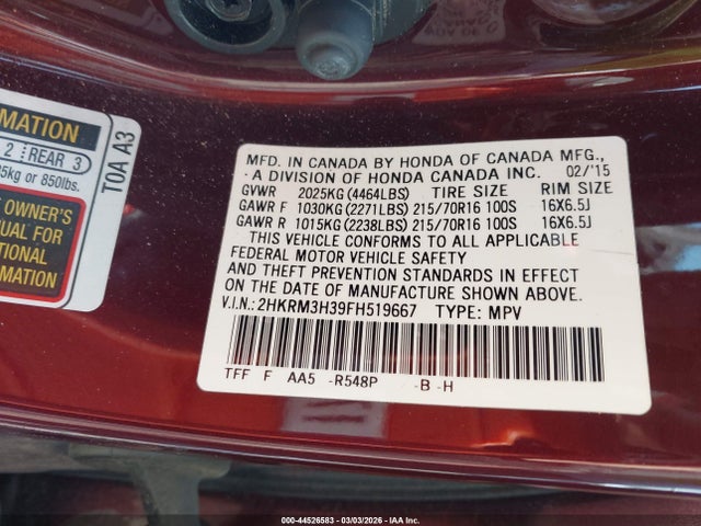 2015 HONDA CR-V 2HKRM3H39FH519667 Photo 8