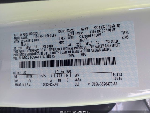 2020 LINCOLN CORSAIR 5LMCJ1C94LUL18512 Photo 8