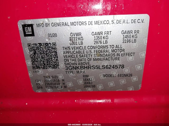 Продажа на аукционе авто 2020 Chevrolet Blazer Awd 2lt, vin: 3GNKBHRS5LS624578, номер лота: 44526665
