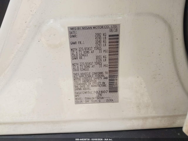 Nissan ROGUE SV 2019 5N1AT2MT3KC702807 Image 9
