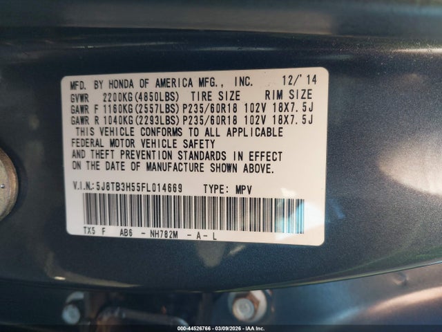 2015 ACURA RDX 5J8TB3H55FL014669 Photo 8