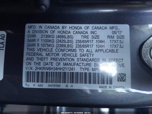 2HKRW6H34HH211241 Honda CR-V LX