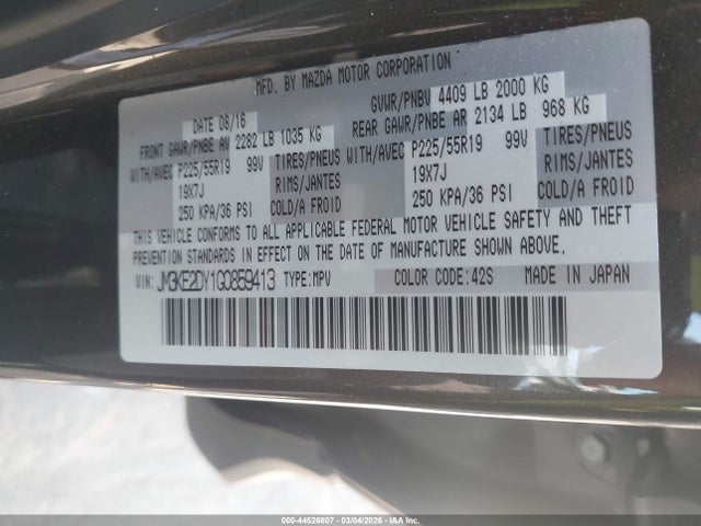 Aukcja sprzedaży 2016 Mazda Cx-5 Grand Touring, vin: JM3KE2DY1G0859413, numer aukcji: 44526807