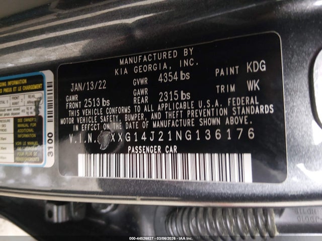 5XXG14J21NG136176 KIA K5 LXS