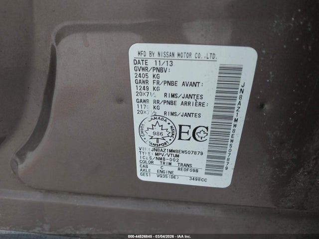 JN8AZ1MW8EW507879 Nissan Murano Le/s/sl/sv