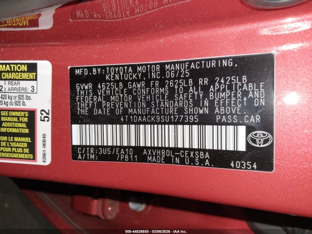 4T1DAACK9SU177395 Toyota CAMRY SE