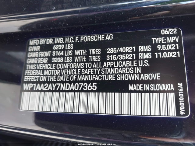 2022 PORSCHE CAYENNE WP1AA2AY7NDA07365 Photo 8