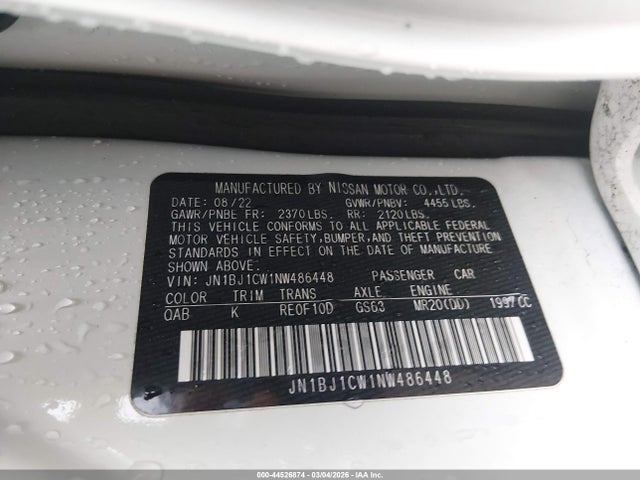 Продажа на аукционе авто 2022 Nissan Rogue Sport Sl Awd Xtronic Cvt, vin: JN1BJ1CW1NW486448, номер лота: 44526874