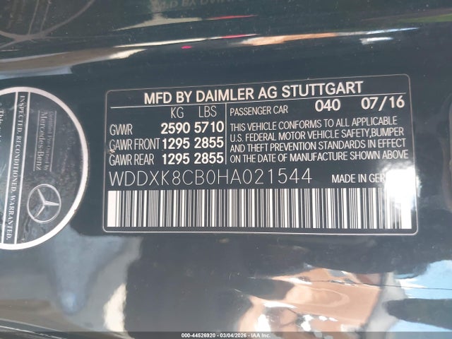 Продаж на аукціоні авто 2017 Mercedes-benz S 550, vin: WDDXK8CB0HA021544, номер лоту: 44526920