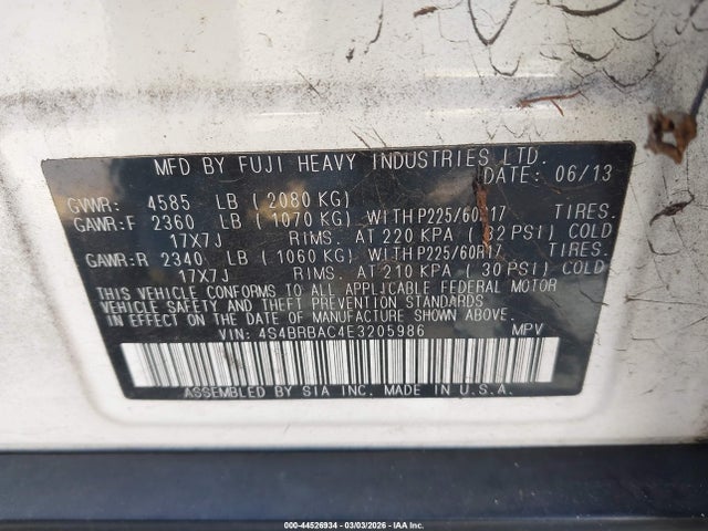 4S4BRBAC4E3205986 Subaru Outback 2.5i