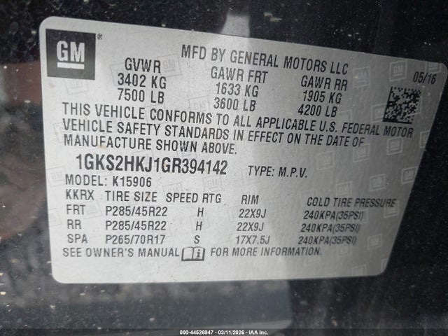 2016 GMC YUKON XL 1GKS2HKJ1GR394142 Photo 8