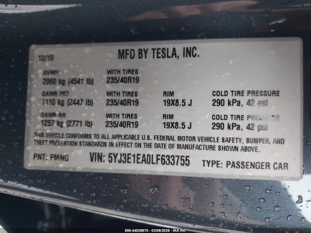 2020 TESLA MODEL 3 5YJ3E1EA0LF633755 Photo 8