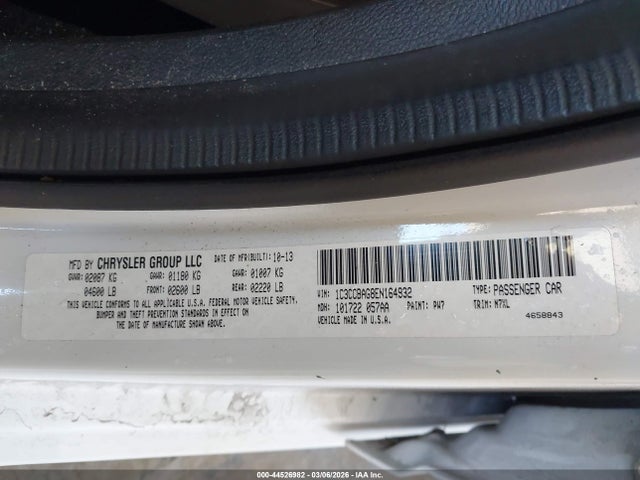 44526982 :رقم المزاد ، 1C3CCBAG8EN164932 vin ، 2014 Chrysler 200 Lx مزاد بيع