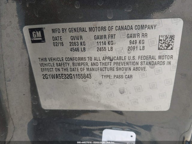 Chevrolet Impala Limited Ls 2016 2G1WA5E32G1155843 Image 9
