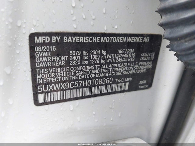 2017 Bmw X3 Xdrive28i მანქანა იყიდება აუქციონზე, vin: 5UXWX9C57H0T08360, აუქციონის ნომერი: 44527056