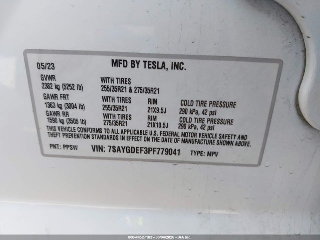 Продажа на аукционе авто 2023 Tesla Model Y Performance Dual Motor All-wheel Drive, vin: 7SAYGDEF3PF779041, номер лота: 44527103