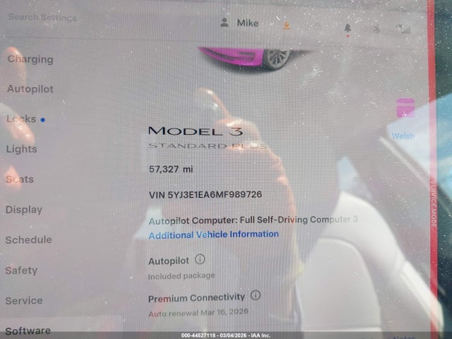 Aukcja sprzedaży 2021 Tesla Model 3 Standard Range Plus Rear-wheel Drive, vin: 5YJ3E1EA6MF989726, numer aukcji: 44527118