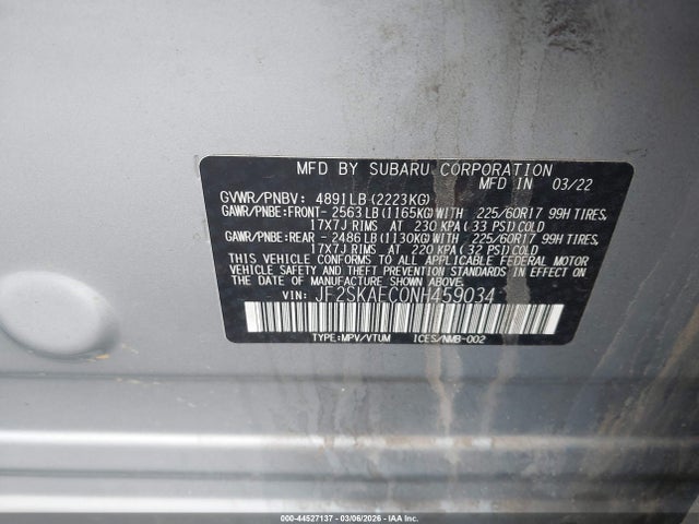 2022 SUBARU FORESTER JF2SKAEC0NH459034 Photo 8