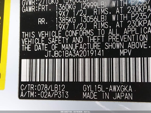 Продажа на аукционе авто 2010 Lexus Rx 450h, vin: JTJBC1BA3A2019141, номер лота: 44527184