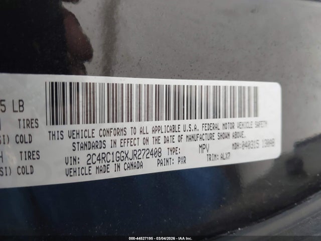 2C4RC1GGXJR272408 Chrysler Pacifica Limited