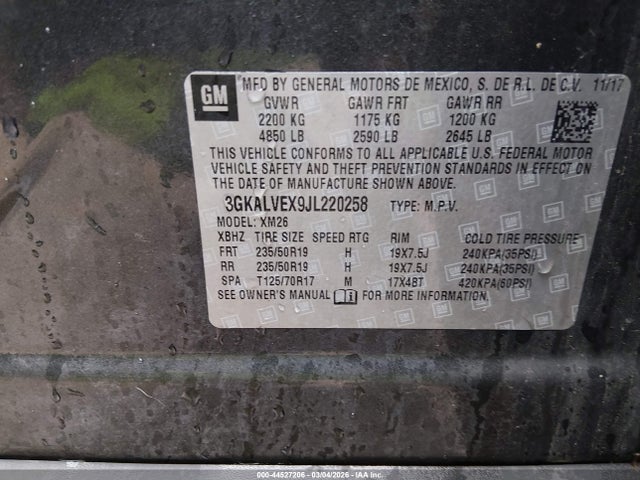 Aukcja sprzedaży 2018 Gmc Terrain Slt, vin: 3GKALVEX9JL220258, numer aukcji: 44527206