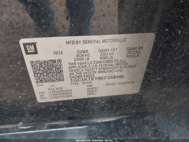 Продаж на аукціоні авто 2019 Chevrolet Silverado 2500hd Ltz, vin: 1GC1KTEY6KF158468, номер лоту: 44527216