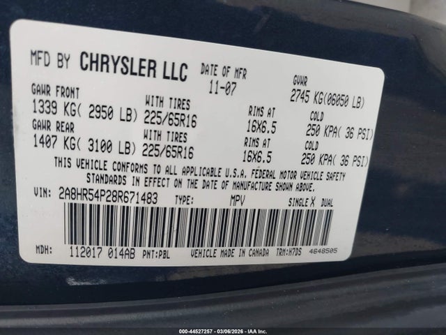 2008 CHRYSLER TOWN & COUNTRY 2A8HR54P28R671483 Photo 8