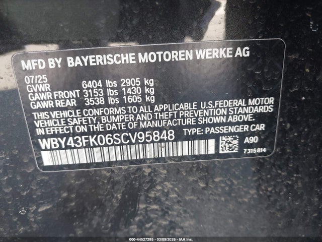 Aukcja sprzedaży 2025 Bmw I5 M60, vin: WBY43FK06SCV95848, numer aukcji: 44527285
