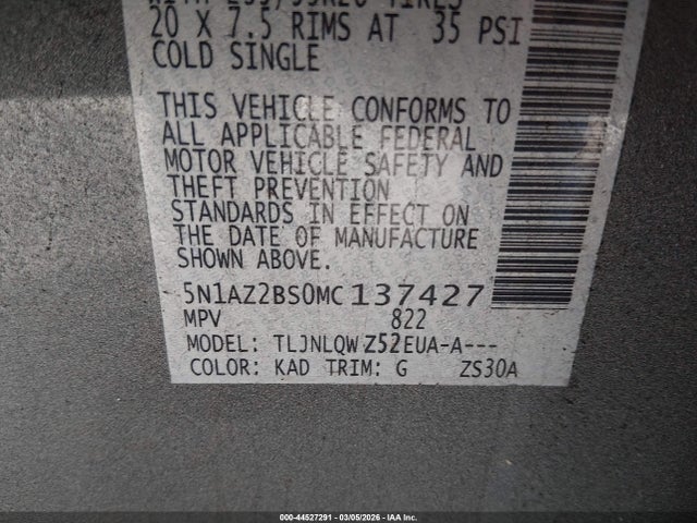 2021 NISSAN MURANO 5N1AZ2BS0MC137427 Photo 8