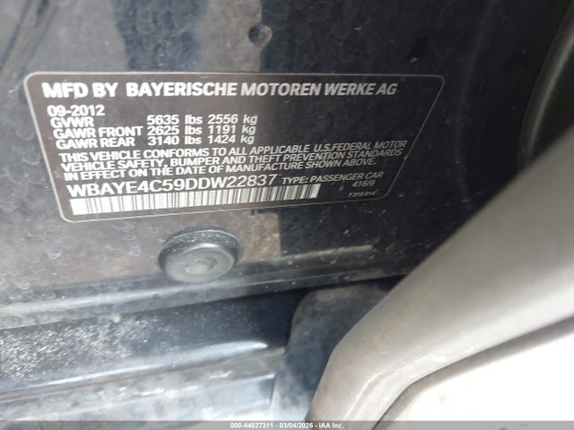 2013 BMW 740LI WBAYE4C59DDW22837 Photo 8