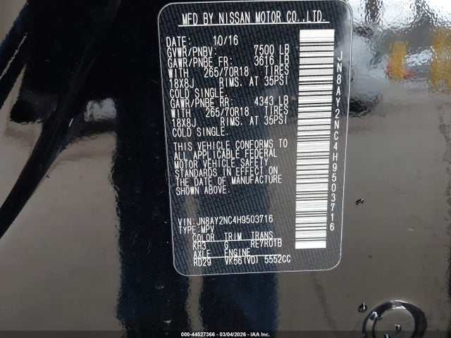 Nissan ARMADA SV 2017 JN8AY2NC4H9503716 Image 9