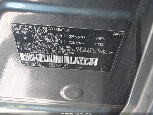 Toyota RAV4 LE 2017 JTMZFREV5HJ716073 Image 9