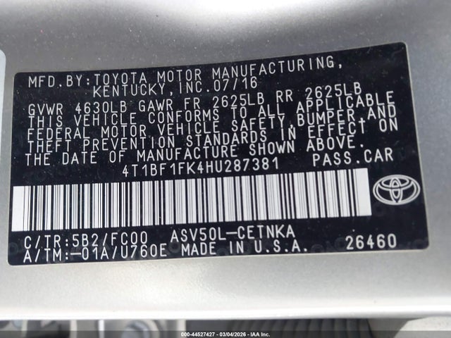 Toyota CAMRY LE 2017 4T1BF1FK4HU287381 Image 9