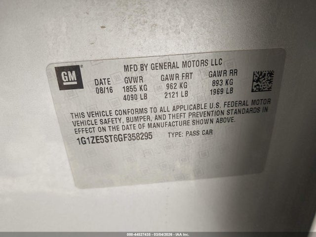 Chevrolet MALIBU 1LT 2016 1G1ZE5ST6GF358295 Image 9