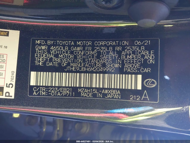 JTHE9JBH6M2049992 Lexus Ux 250h F Sport