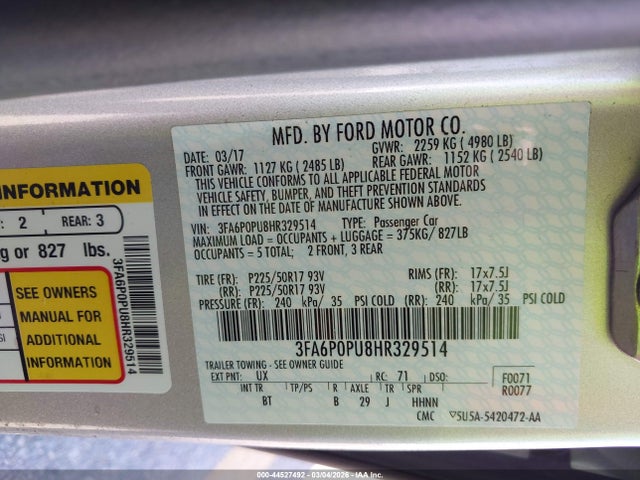 Ford Fusion Energi Se Luxury 2017 3FA6P0PU8HR329514 Image 9