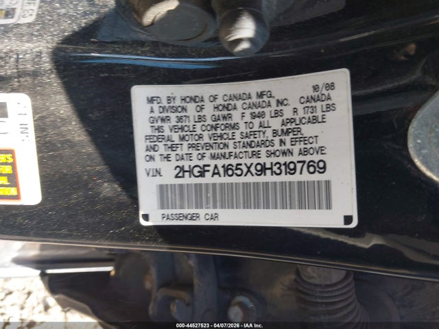 2009 Honda Civic Lx მანქანა იყიდება აუქციონზე, vin: 2HGFA165X9H319769, აუქციონის ნომერი: 44527523