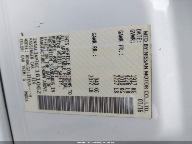 1N4AL3AP3GC161062 Nissan Altima 2.5 S