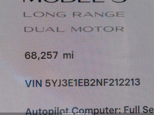 Aukcja sprzedaży 2022 Tesla Model 3 Long Range Dual Motor All-wheel Drive, vin: 5YJ3E1EB2NF212213, numer aukcji: 44527540