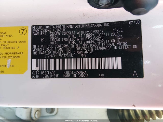 Продаж на аукціоні авто 2009 Lexus Rx 350, vin: 2T2HK31U29C120297, номер лоту: 44527570
