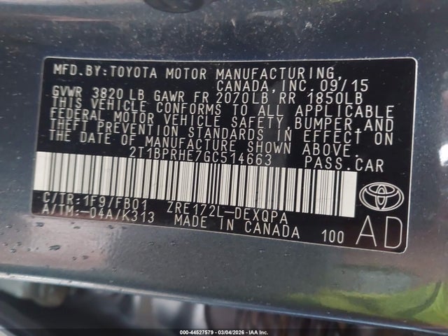 Toyota Corolla Le Eco 2016 2T1BPRHE7GC514663 Image 9