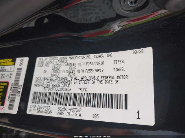 5TFDY5F13LX955636 Toyota Tundra Sr5