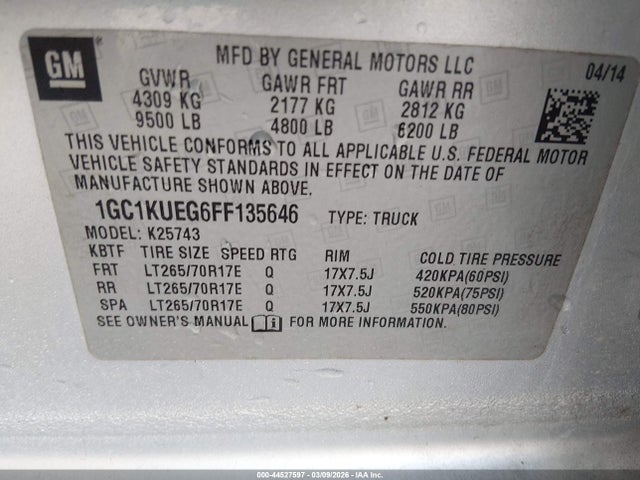 1GC1KUEG6FF135646 Chevrolet Silverado 2500hd Wt