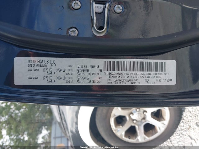 44527619 :رقم المزاد ، 1C6RR6NT5GS106484 vin ، 2016 Ram 1500 Laramie مزاد بيع