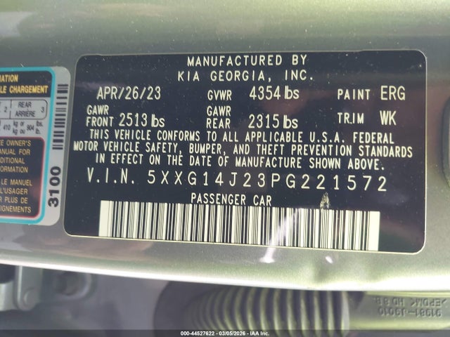 5XXG14J23PG221572 KIA K5 LXS