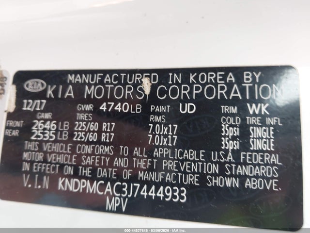KNDPMCAC3J7444933 KIA Sportage Lx