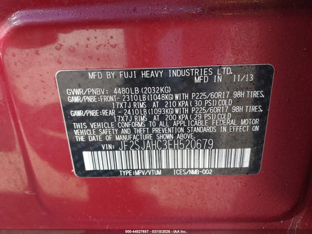 Продажа на аукционе авто 2014 Subaru Forester 2.5i Limited, vin: JF2SJAHC3EH520679, номер лота: 44527657