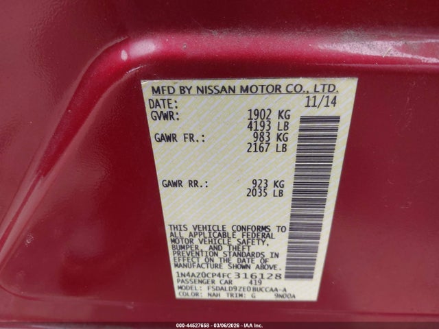 Aukcja sprzedaży 2015 Nissan Leaf Sv, vin: 1N4AZ0CP4FC316128, numer aukcji: 44527658
